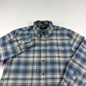 Local Boy Outfitters Shirt Mens Medium Blue Plaid Performance Flannel Stretch